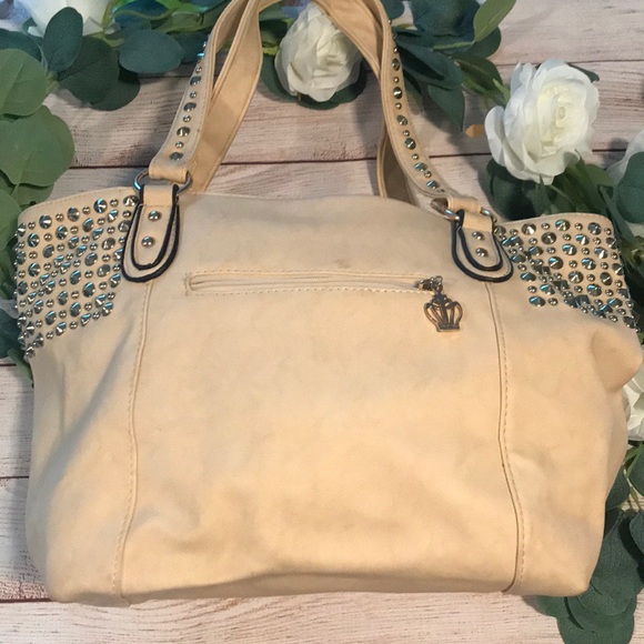 Limelight Bags Limelight Studded Cream Faux Leather Shoulder Bag